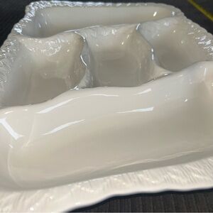 Vintage Italian Divided Serving Platter | Made in Italy | 17.5” Ivory Ceramic